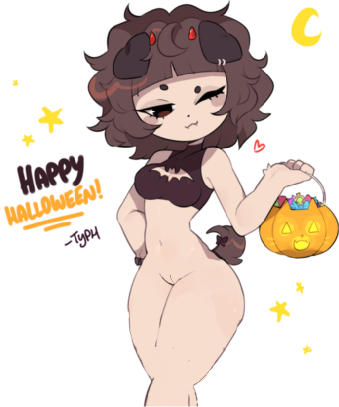 canine crispytyph devil_horns edit furry halloween mimi_(typh) nude_female thick_ass thick_thighs typh