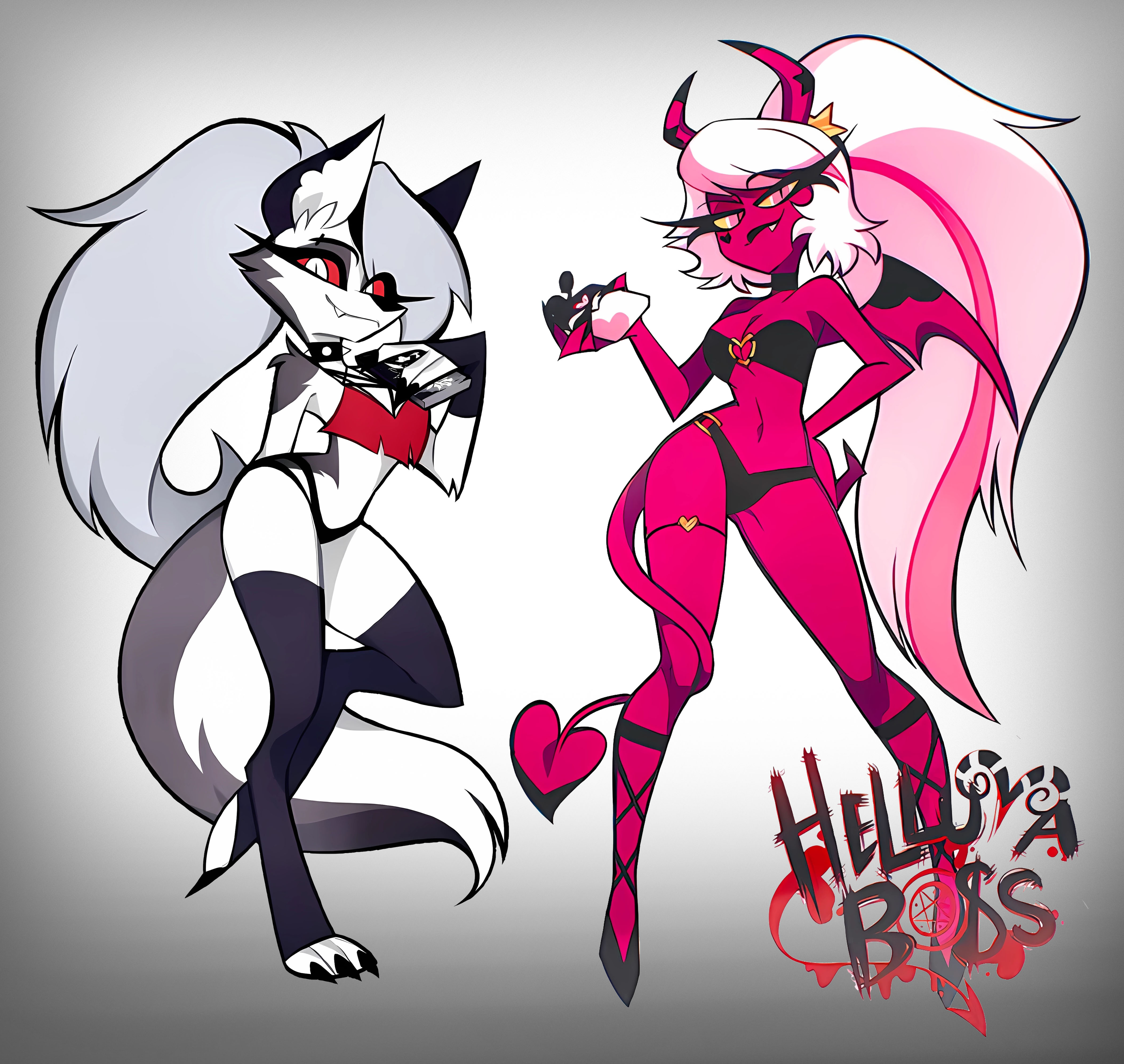 anthro, demon, female, fur, helluva boss, loona (helluva boss), official art, succubus, tagme, verosika mayday (helluva boss)