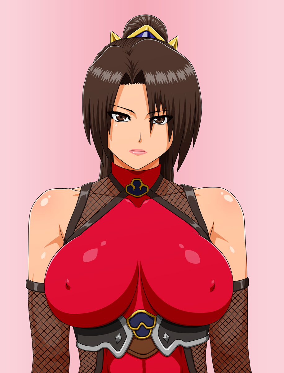 bodysuit brown_eyes brown_hair female female_only highres human long_hair makani_kohitujito nipples ponytail skin_tight solo soul_calibur taki tied_hair