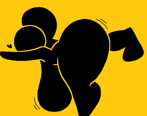 bent_over big_ass big_breasts black_body caution_sign disembodied_penis heart jjoyplus ponytail stickman thick_thighs warning_sign warning_sign_person yellow_background