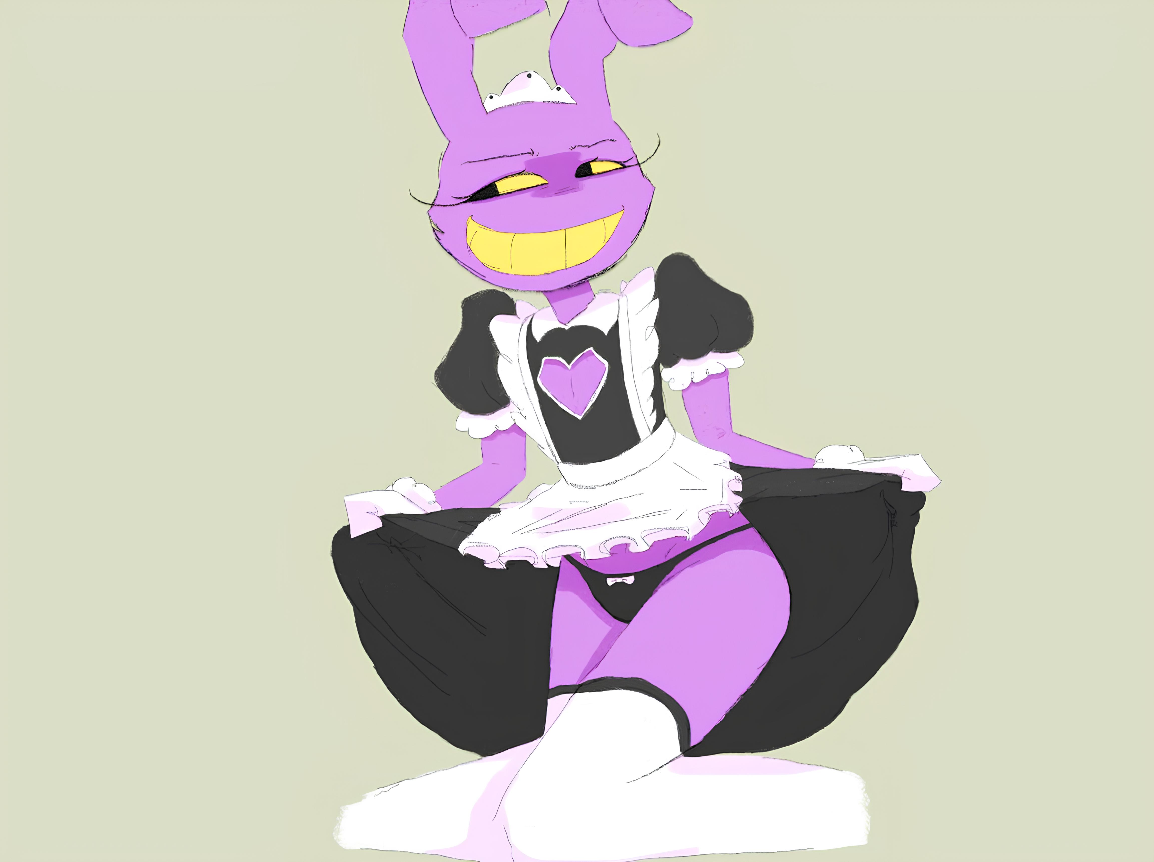 1boy, ai upscaled, cropped, glitch productions, jax (tadc), jax (the amazing digital circus), maid, maid dress, maid jax (the amazing digital circus), maid outfit, maid uniform, male, male only, panties, sexy, solo, suggestive, tadc, the amazing digital circus