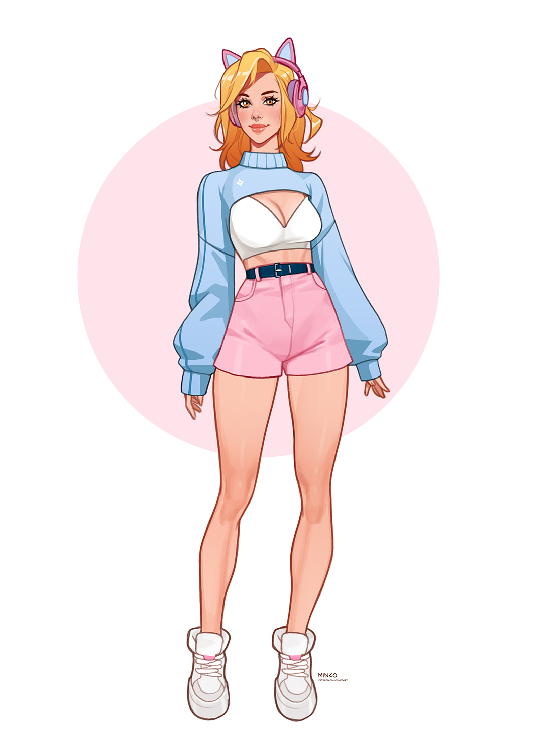 1girls, ass, big ass, big breasts, breasts, curvaceous, curvy, curvy figure, digital media (artwork), female, female only, fully clothed, headphones, hips, hourglass figure, kylie (minko), legs, mature, mature female, minko, slim waist, sneakers, thick, thick hips, thick legs, thick thighs, thighs, voluptuous