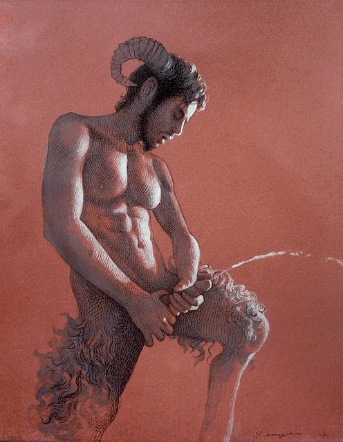 1boy boner cum erection greek_mythology male male_only masturbation mythology orgasm pan penis satyr solo