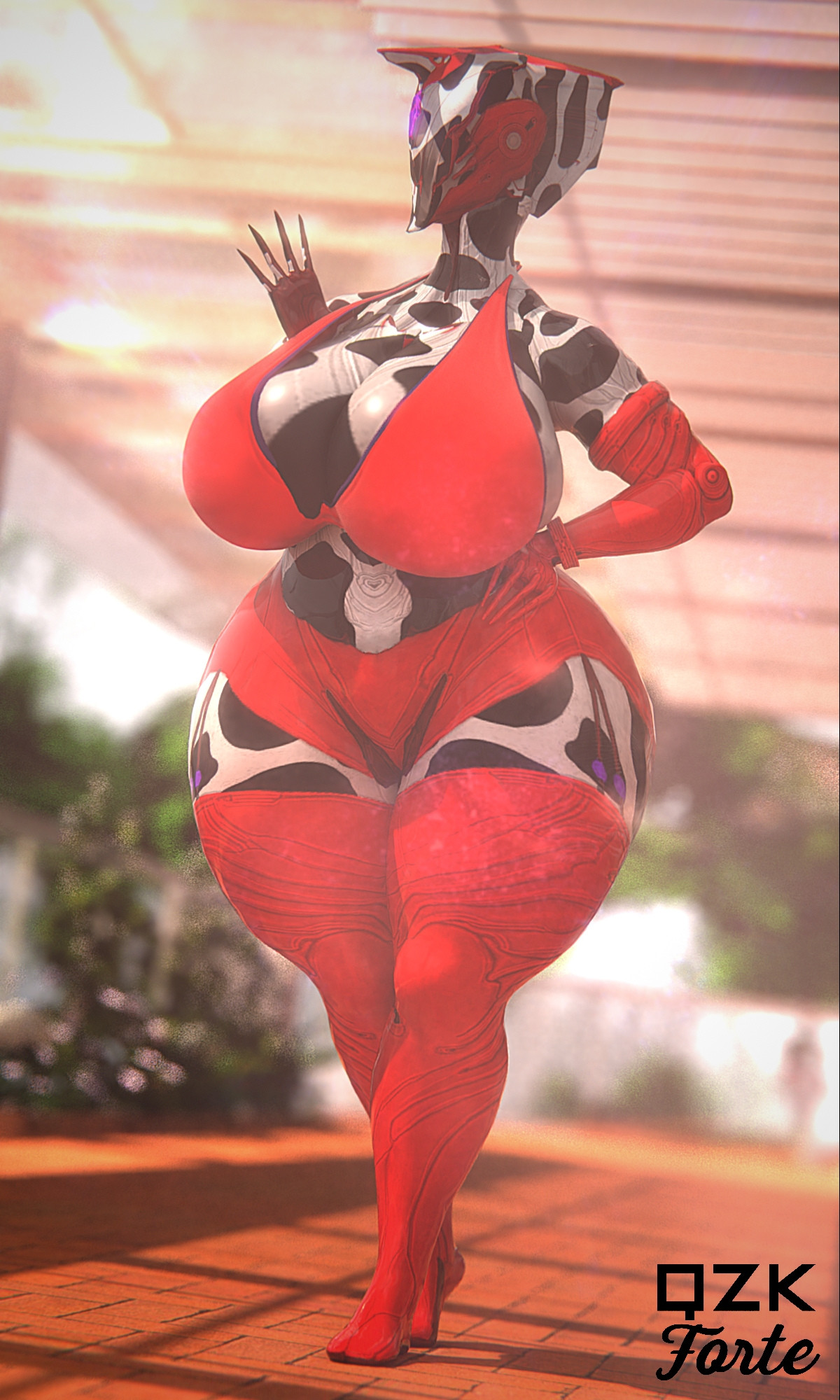 banshee (warframe), big breasts, breasts, cleavage, female, furry, huge breasts, qzk forte, tagme, thick thighs, warframe, wide hips