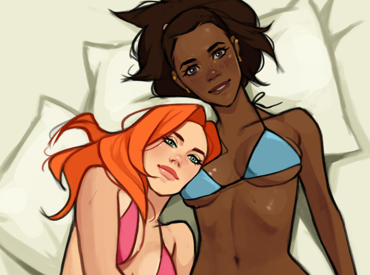 1girls, 2girls, amber bennett, ass, atom eve, big ass, big breasts, bikini top, breasts, bust, busty, curvaceous, curvy, curvy figure, dark skin, dark-skinned female, digital media (artwork), female, female torso, hips, image comics, invincible, invincible (comics), invincible (tv series), mature, mature female, minko, samantha eve wilkins, slim waist, string bikini, thick, thick hips, thick legs, thick thighs, thighs, voluptuous, waist, wide hips, yuri
