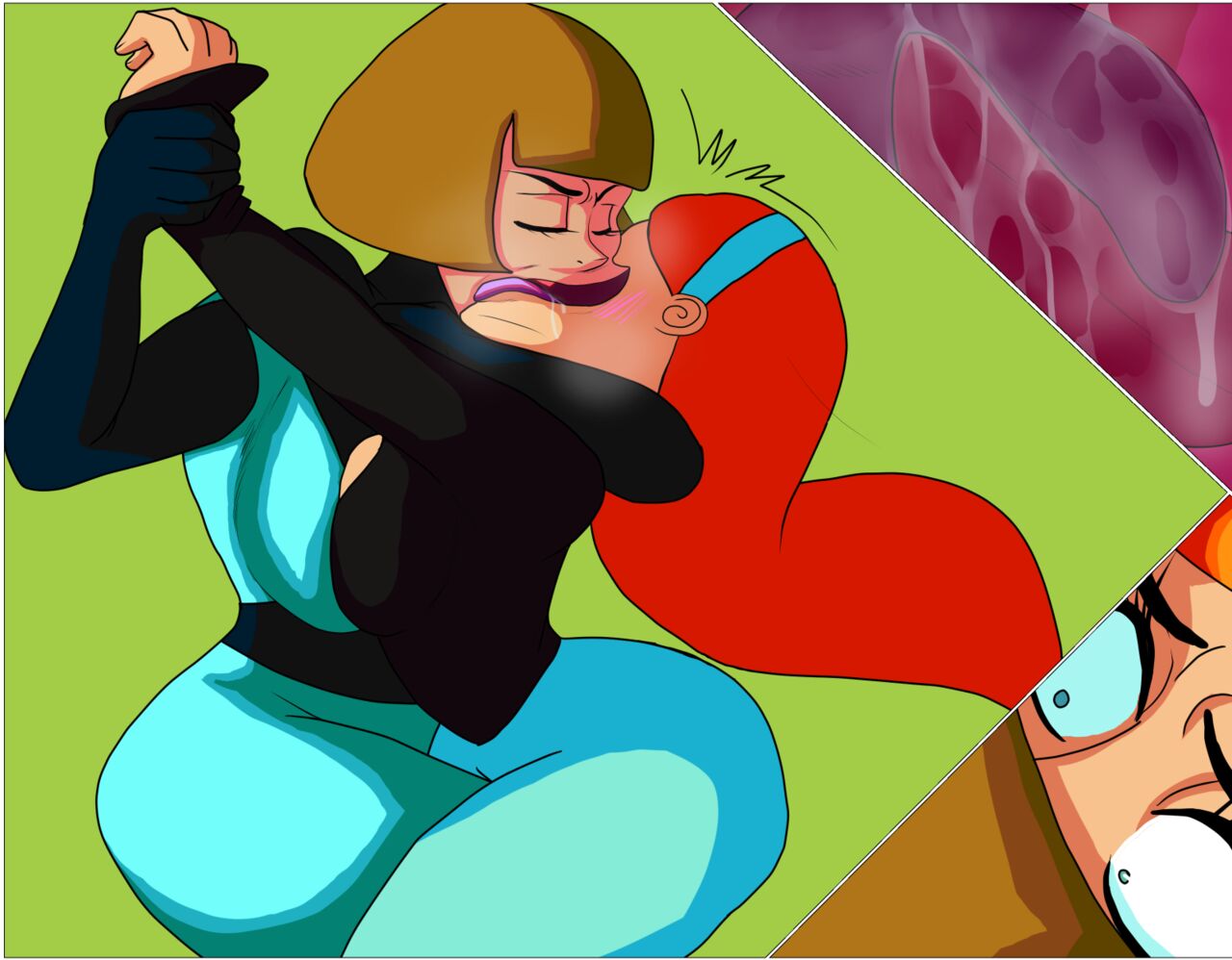 2girls, danny phantom, extreme french kiss, female, incest, jazz fenton, kissing, madeline fenton, mother and daughter, nickelodeon, yuri