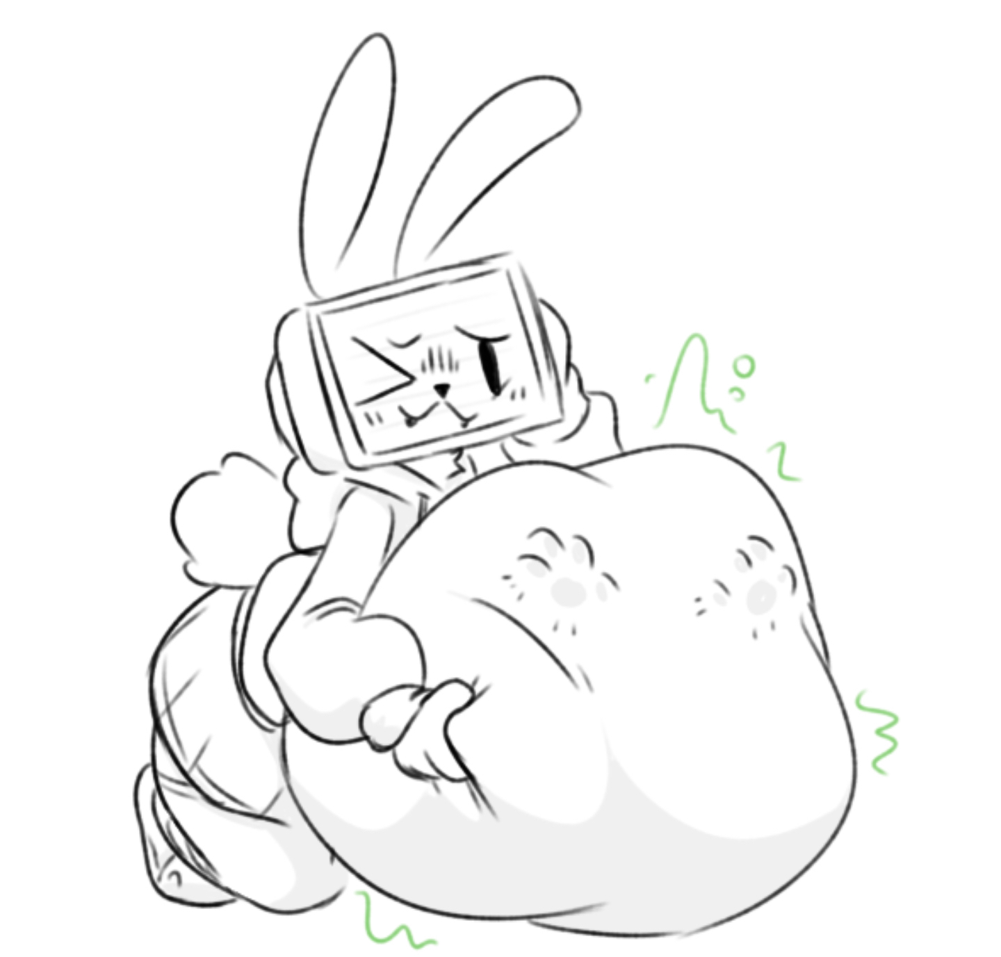 1girls, bunny ears, female, hoodie, melanie (regretevator), rabbit, regretevator, roblox, same size vore, skirt, tagme, tv head, vore