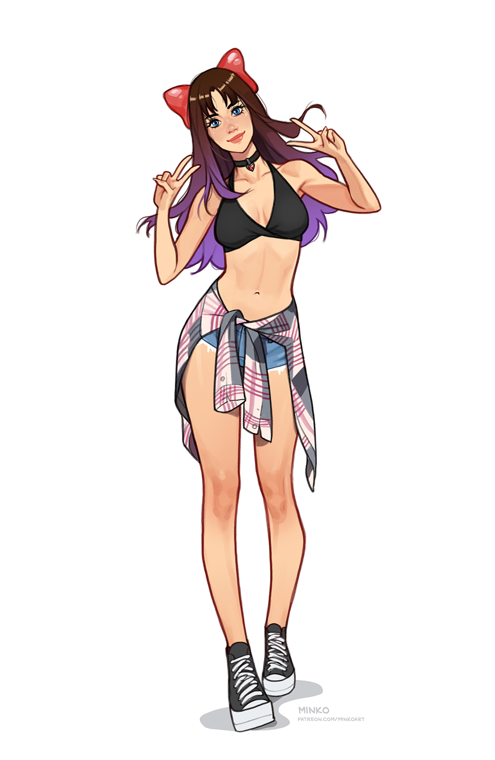 1girls, ass, big ass, big breasts, breasts, claire (minko), converse, curvaceous, curvy, curvy figure, digital media (artwork), female, flanel shirt, hips, hourglass figure, legs, mature, mature female, minko, slim waist, thick, thick hips, thick legs, thick thighs, thighs, voluptuous