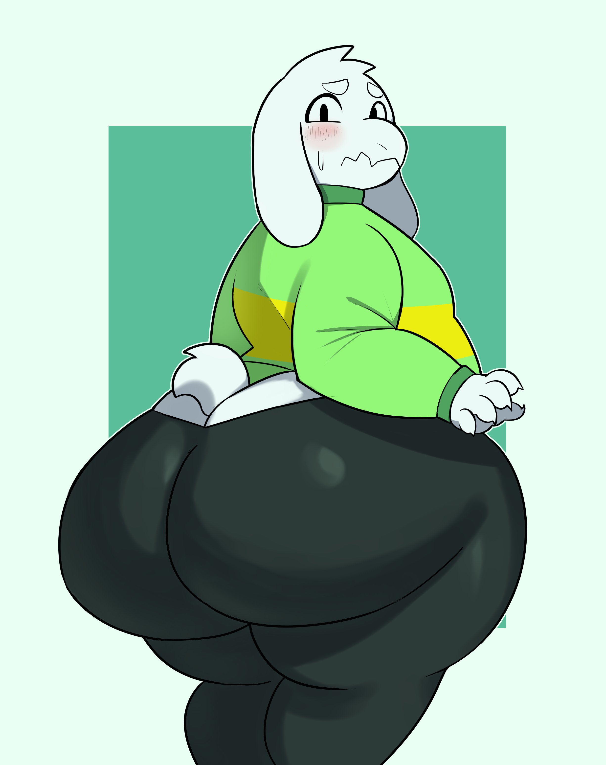 1boy, asriel dreemurr, ass, big ass, chubby, clothed, clothing, male, male only, overweight, samirachuni, short tail, solo, tagme, tail, undertale, undertale (series)