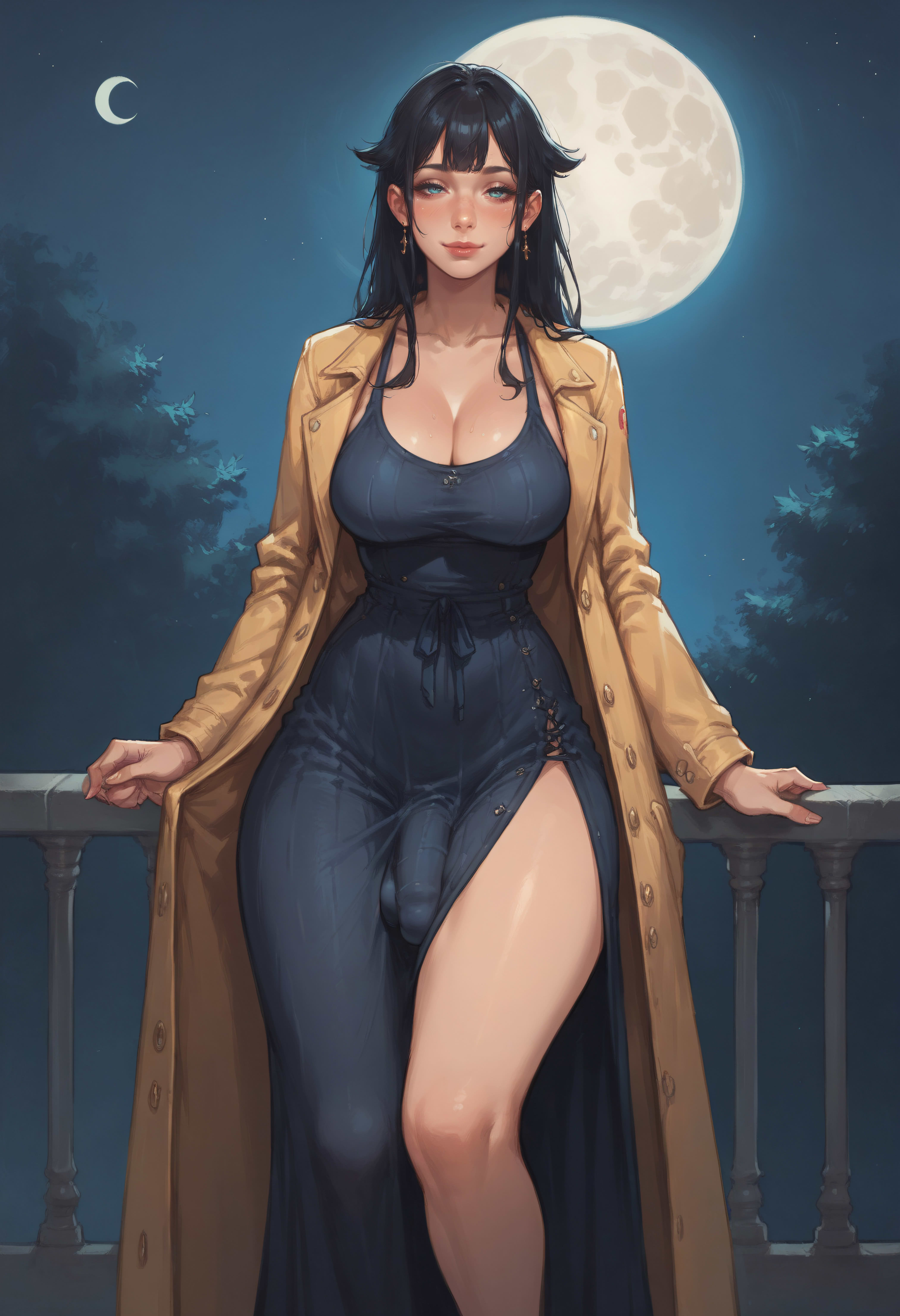 1futa, ai generated, balls, breasts, casual, curvy, dickgirl, dress, futa only, futadiffusion, futanari, intersex, looking at viewer, penis, perfect body, ready to fuck, solo