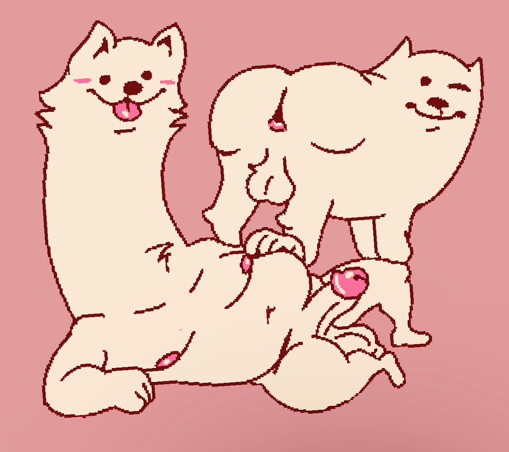 annoying_dog_(undertale) anthro anus blush blush enterman furry furry_only humanoid_genitalia humanoid_penis lesser_dog male male_only penis presenting presenting_anus presenting_hindquarters undertale undertale_(series) white_body white_fur