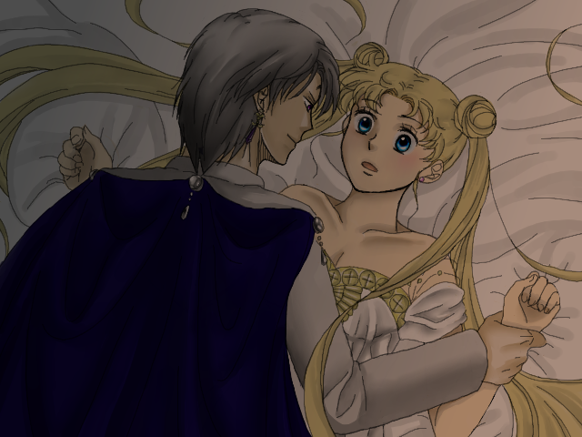 bishoujo_senshi_sailor_moon blonde_hair blue_eyes diamond_earrings kissing prince_diamond princess saliva usagi_tsukino