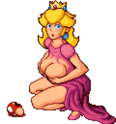 1girls blonde_hair blue_eyes breast_expansion breast_squeeze breasts breasts_out clothing crown dress female female_only humbird0 looking_at_viewer mario_(series) mushroom nintendo pixel_(artwork) pixel_art princess princess_peach solo sprite sprite_art super_mario_bros. torn_clothes torn_dress transparent_background