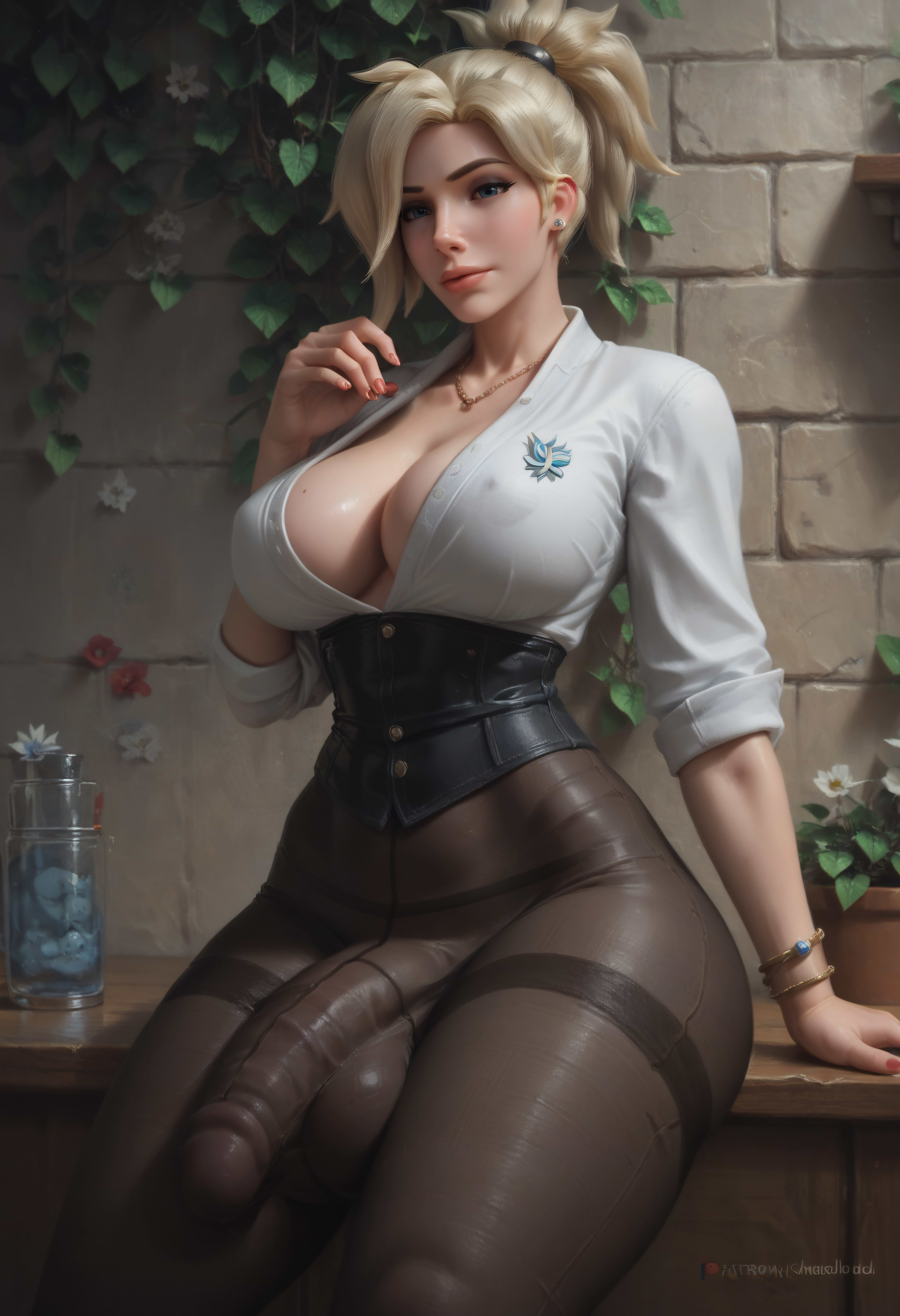 1futa, ai generated, balls, breasts, casual, curvy, dickgirl, dress, futa only, futadiffusion, futanari, intersex, looking at viewer, penis, perfect body, ready to fuck