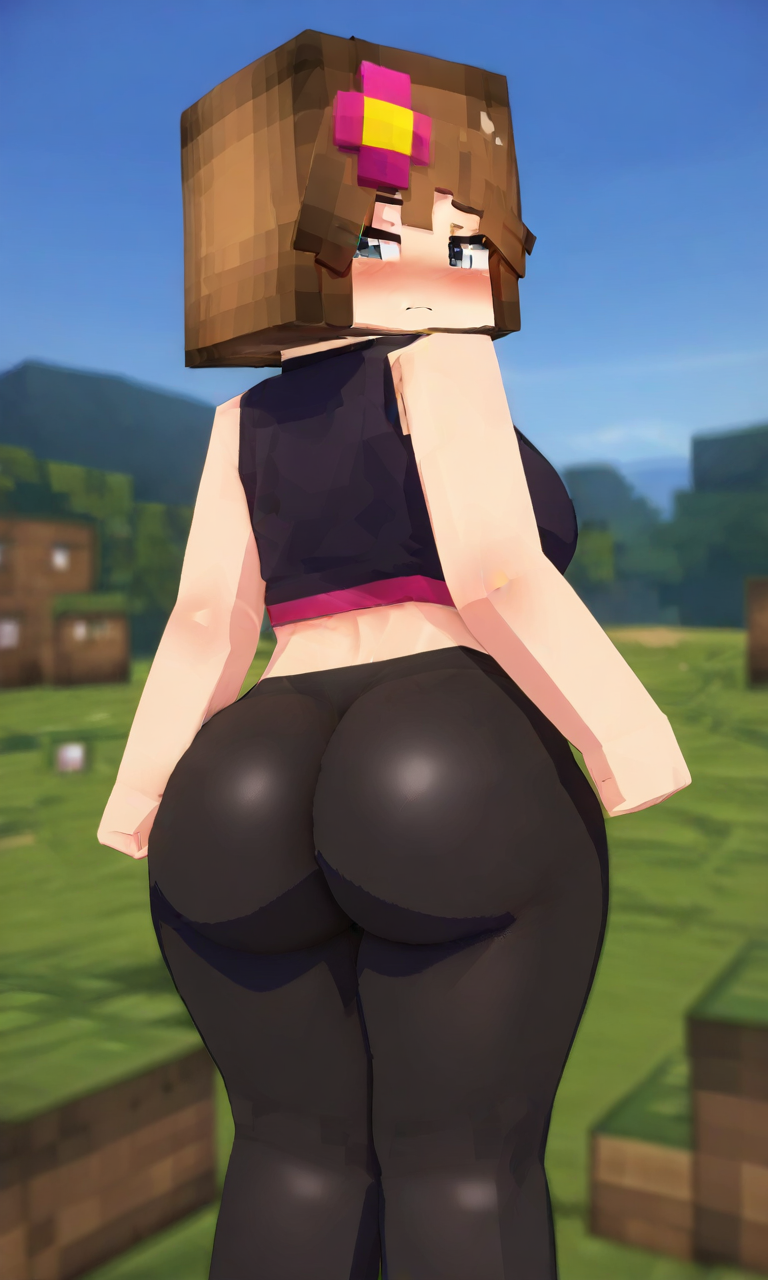 ai_assisted ai_generated ass ass_focus back_view big_ass jenny_belle_(slipperyt) looking-at-viewer minecraft pantyhose self-upload slipperyt