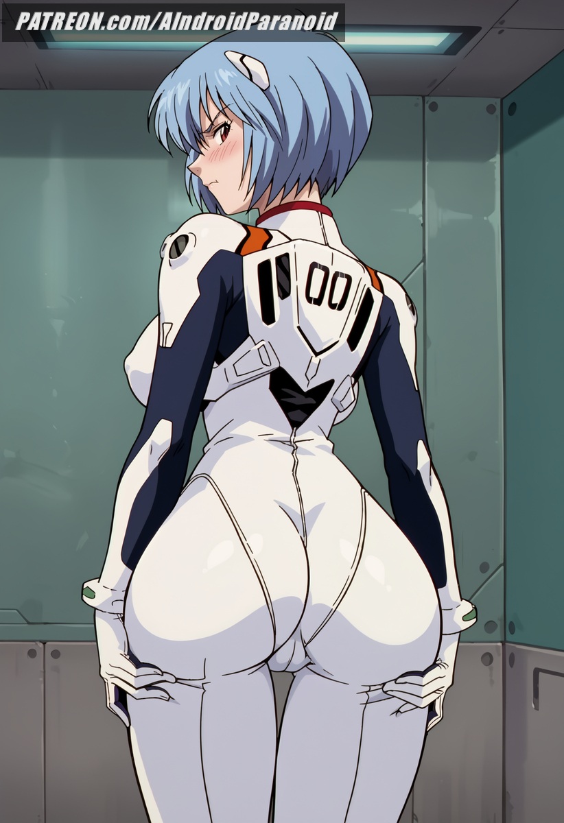 ai_generated aindroidparanoid ass ass_focus ayanami_rei big_ass big_breasts big_butt blue_hair bodysuit busty curvy cute fat_ass female female_only from_behind hips huge_ass huge_breasts indoors large_ass large_breasts legs narrow_waist neon_genesis_evangelion pilot_suit rei_ayanami short_hair slim_waist stable_diffusion tagme thick_ass thick_thighs voluptuous waist wide_hips