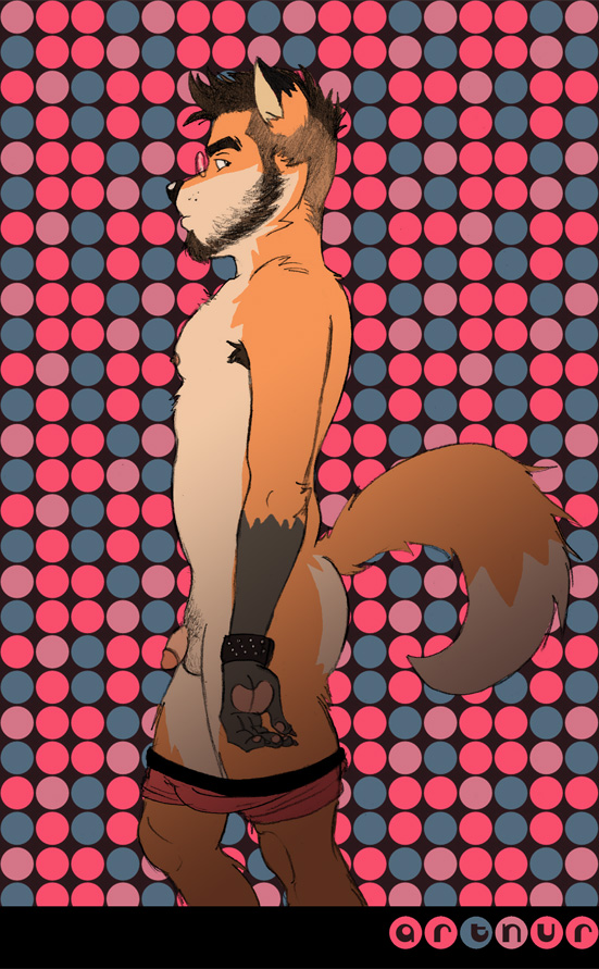 1boy anthro black_nose canine fox fur furry glasses hair male male_only nipples penis rthur solo tail