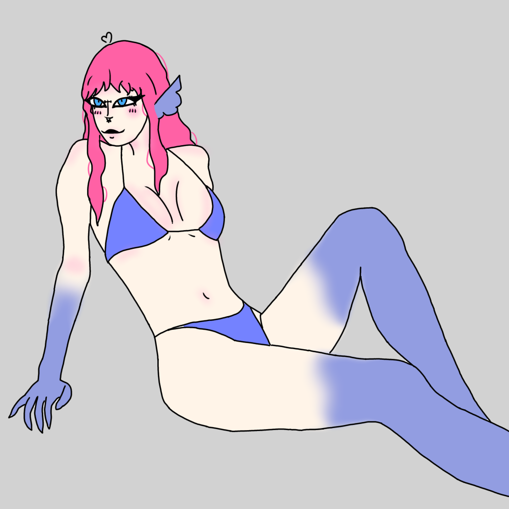 axolotl axolotl_girl axolotl_humanoid bikini bikini_bottom bikini_top breasts empires_smp gradient_skin ldshadowlady pink_hair