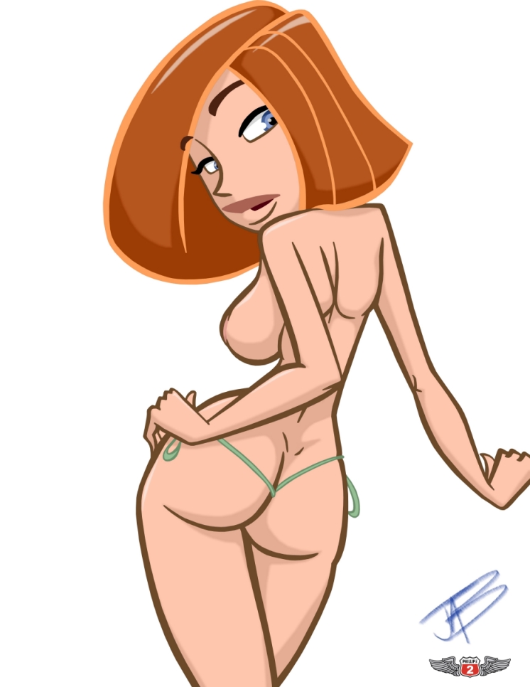 ann possible, blue eyes, disney, female, female only, human, jab, kim possible, milf, nipples, phillipthe2, red hair, solo, straight hair, string bikini, thong, topless, white background