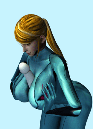 3d, animated, blonde hair, breasts, female, human, lipstick, male, metroid, nintendo, paizuri, samus aran, straight, zero suit