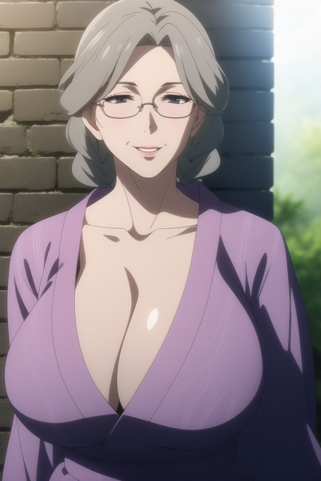 ai generated, breasts, breasts bigger than head, cleavage, collarbone, female, gilf, grandmother, huge breasts, solo, ultrahentaisai