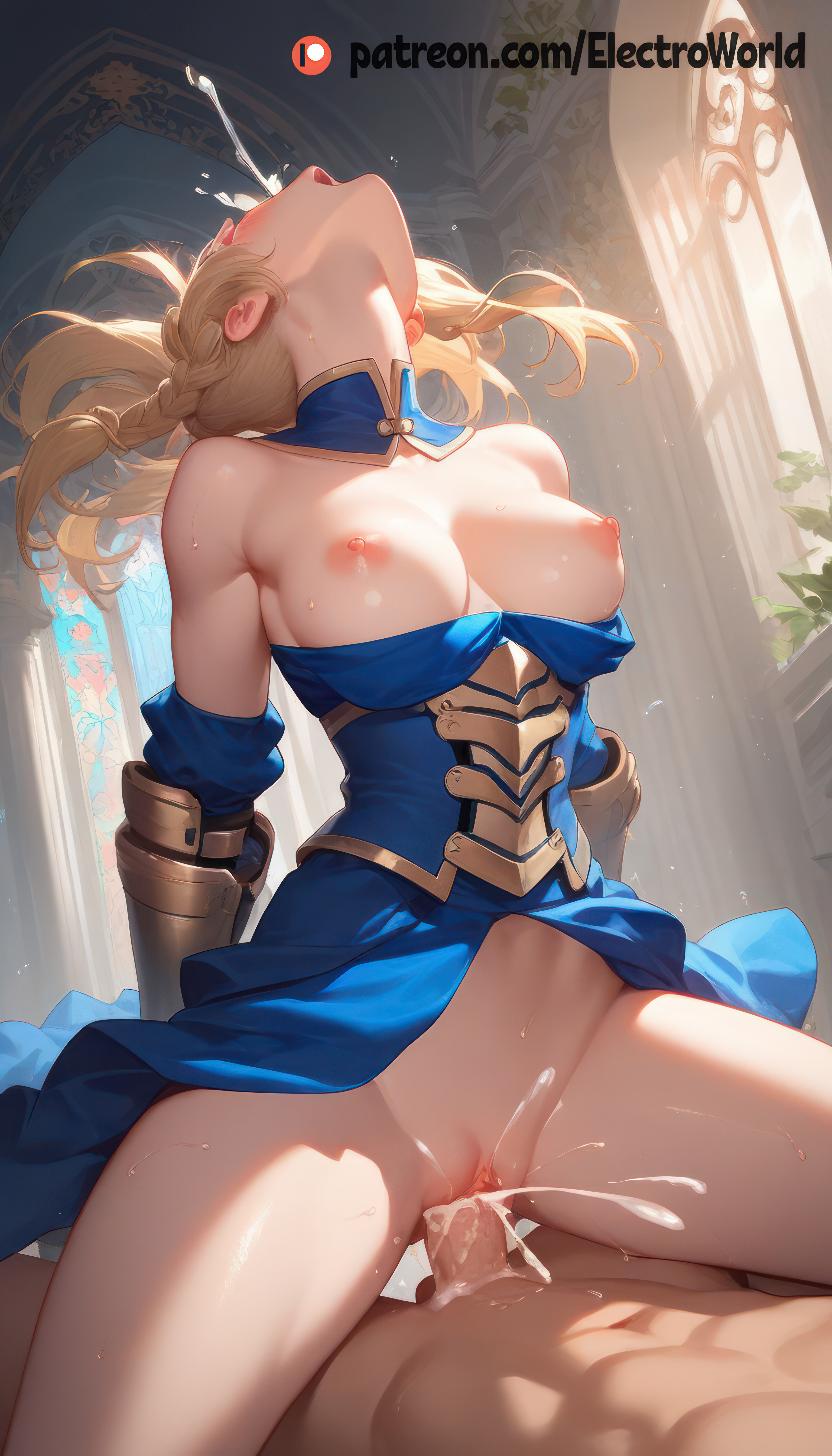1boy, 1girls, ai generated, artoria pendragon, breasts, cowgirl position, electroworld, fate (series), female, male, moaning, nipples, no panties, nude, orgasm, penis, pussy, saber, sex, skirt, vaginal penetration