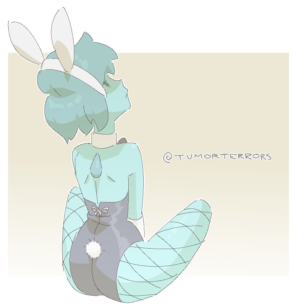 ass, back view, big ass, big breasts, big butt, big thighs, blue hair, blue skin, breasts, bunny ears, bunny girl, bunny girl suit, bunny tail, bunnysuit, cartoon network, female, female focus, female only, lapis lazuli (steven universe), short hair, skinny, skinny female, steven universe, tumorterrors
