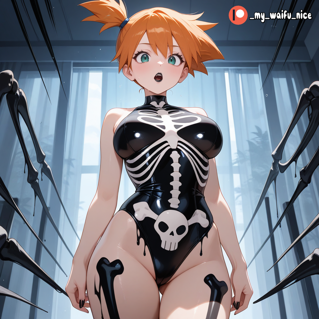 ai_generated breasts kasumi_(pokemon) orange_hair pokemon