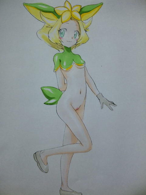 1girls bianca_(pokemon) blush bottomless color cosplay deerling deerling_(cosplay) female female_only human on_one_foot pokemon pokemon_(cosplay) shu_(pixiv_2361016) solo solo_female standing tagme traditional_media_(artwork) vulva