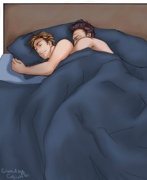 2boys bed bedroom celebrity cuddling gay gregory_house house james_wilson male male_only tagme yaoi