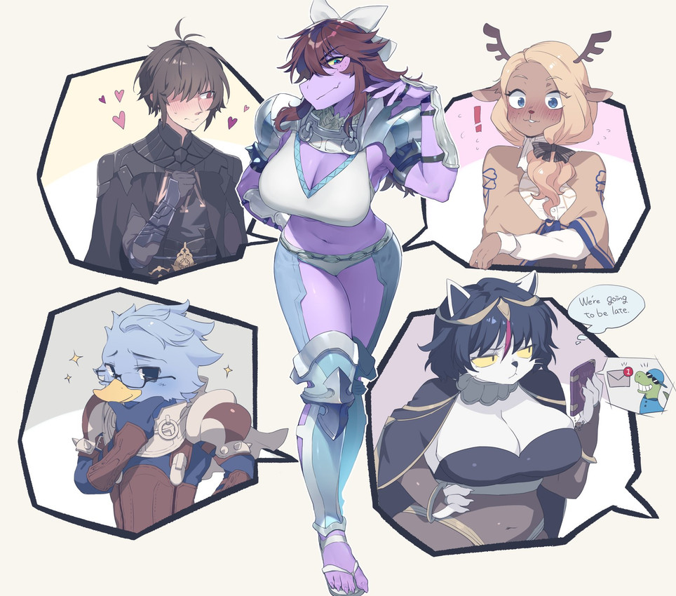 2022, accessory, anthro, antlers, armor, arthur (fire emblem fates), arthur (fire emblem fates) (cosplay), avian, beak, berdly, big, bikini, bird, blonde hair, blush, body, breasts, byleth (fire emblem), byleth (fire emblem) (cosplay), camel, cape, catti (deltarune), charlotte (fire emblem), charlotte (fire emblem) (cosplay), claws, cleavage, clothed, clothing, cosplay, crossover, deer, deltarune, domestic cat, eyes, eyewear, feet, felid, feline, felis, female, finger, fingers, fire emblem, fire emblem awakening, fire emblem fates, fire emblem: three houses, flip, footwear, freckles, glasses, group, hair, heart, hi res, horn, human, jockington (deltarune), kris (deltarune), male, mammal, mercedes von martritz, mercedes von martritz (cosplay), midriff, new world deer, noelle holiday, obstructed, one, over, purple, reindeer, reptile, ribbon, ribbons, sandals, scalie, shoes, skimpy, snake, sparkles, ss komu, susie (deltarune), symbol, tharja (fire emblem), tharja (fire emblem) (cosplay), toe, toes, unconvincing, undertale, undertale (series)