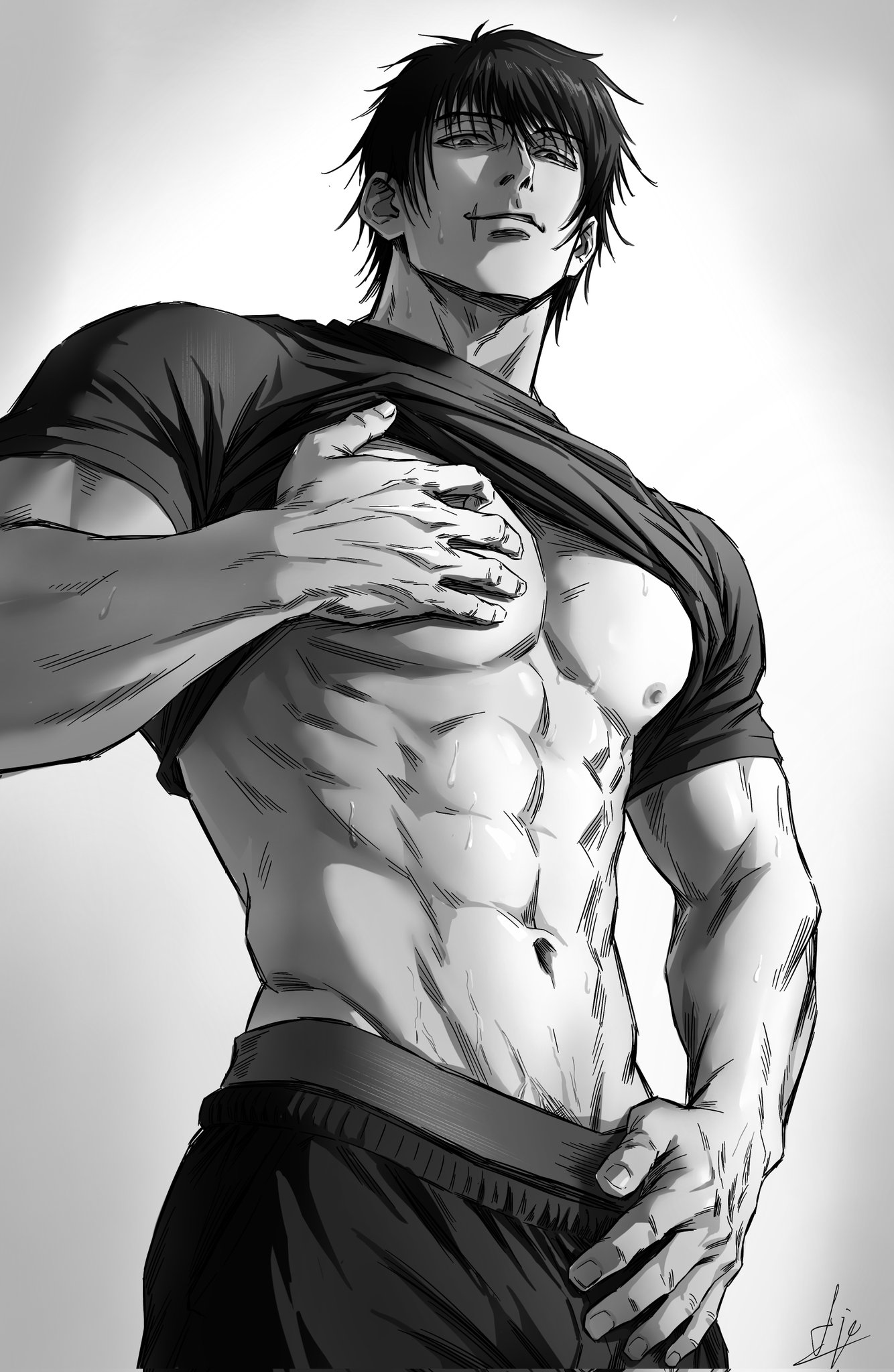 bara, fff39454482, gay, jujutsu kaisen, male, male focus, male only, muscular, muscular male, toji fushiguro, yaoi