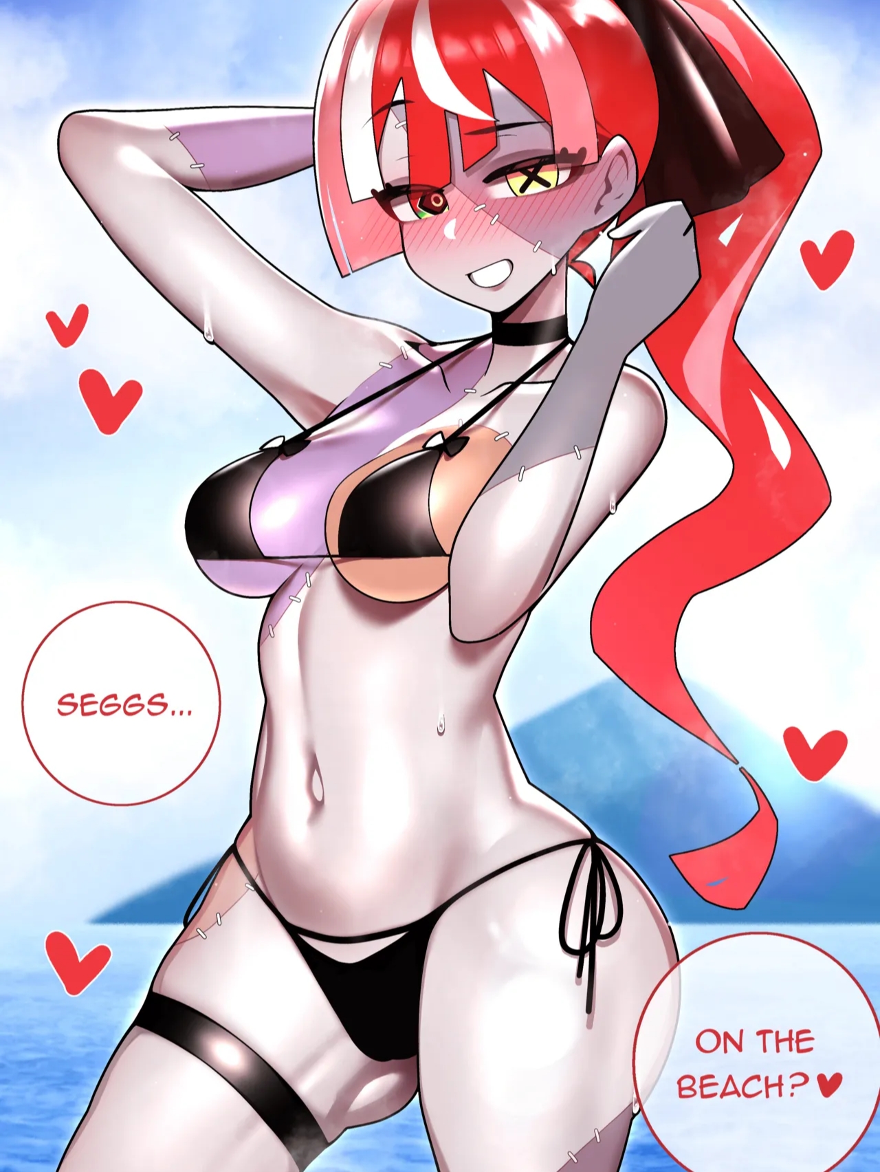 alternate breast size, female, hololive, hololive indonesia, hololive indonesia holoro, honeylm27k, kok27 (artist), kureiji ollie, medium breasts, virtual youtuber, vtuber, zombie, zombie girl, zondere