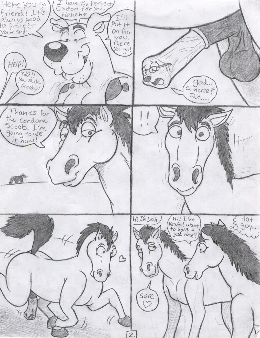 comic condom equine feral gay hanna-barbera horse male male_only monochrome multiple_males penis scooby-doo scooby-doo_(character) tagme tbfm what yaoi