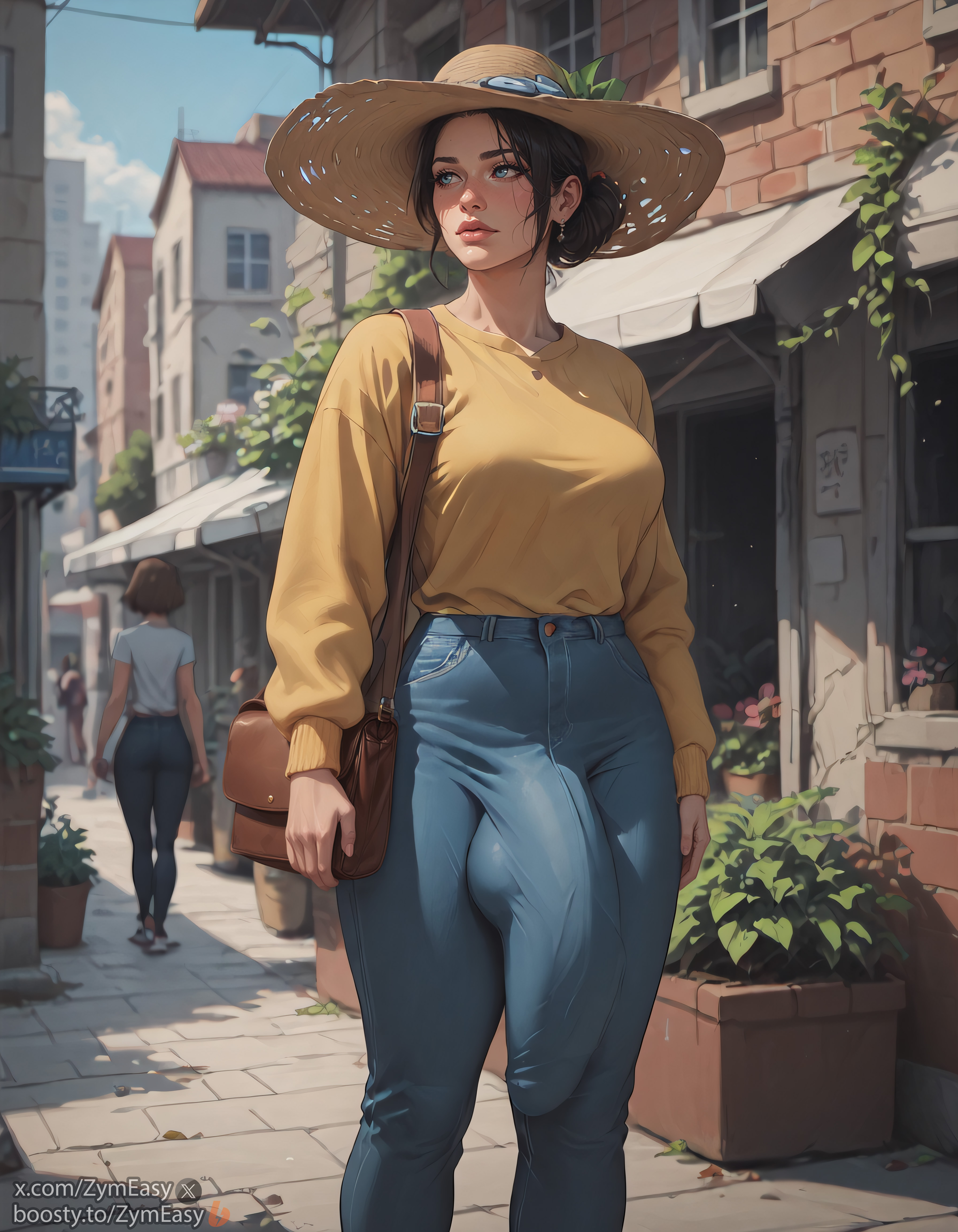 1futa, ai generated, boosty username, bulge, futanari, intersex, penis, penis bulge, public, self upload, solo, standing, tight pants, twitter username, zymeasy