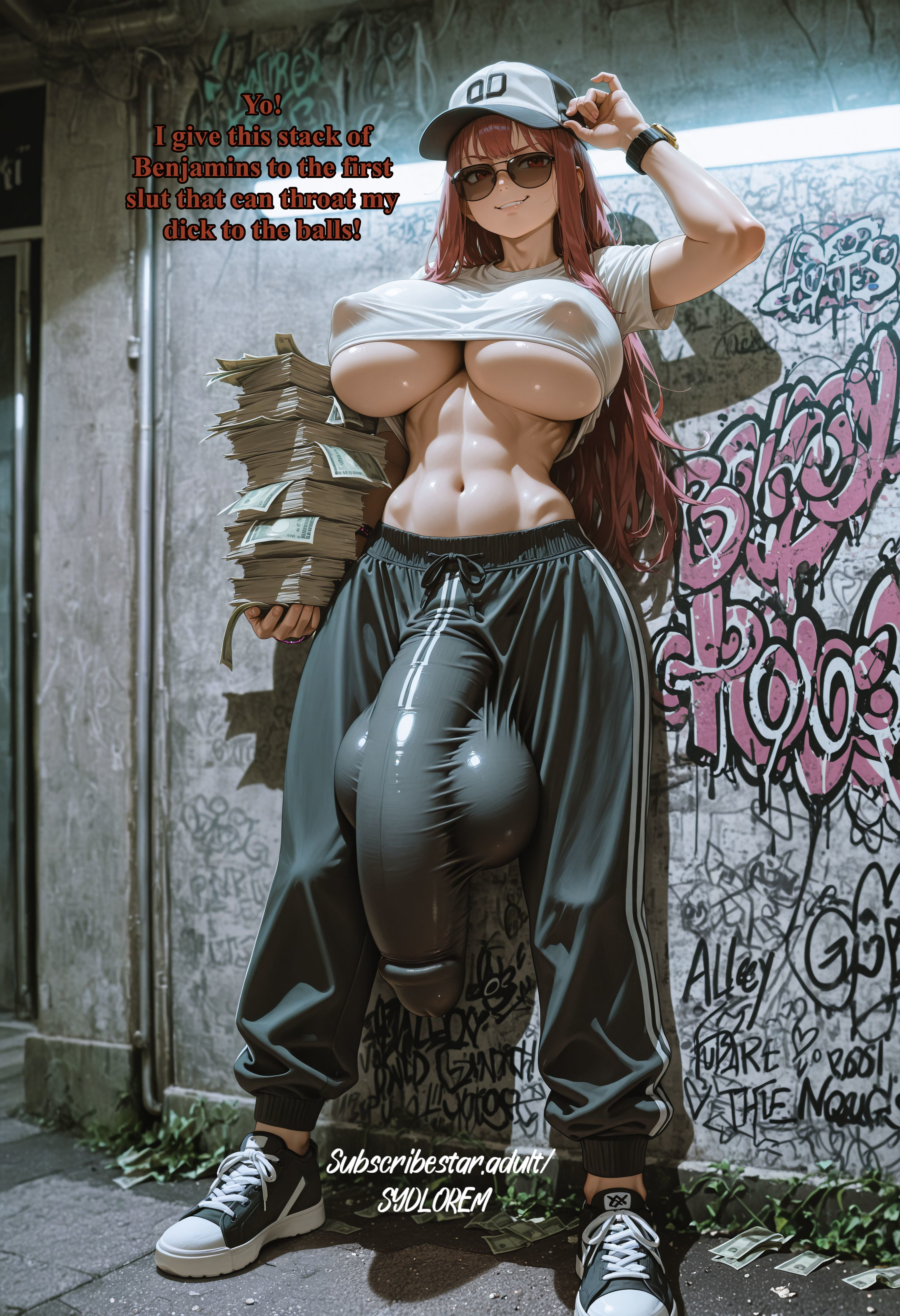1futa, absurdly large cock, ai generated, ass, balls, big ass, big balls, big breasts, big cock, big penis, breasts, bulge through clothing, cock, dick, enormous cock, enormous penis, fat cock, futa, futa cock, futa milf, futa mommy, futa only, futanari, gargantuan cock, gigantic cock, gigantic penis, ginormous cock, huge balls, huge cock, humongous cock, hung, hyper, hyper cock, hyper penis, impossible fit, intersex, long penis, looking at viewer, mature, mature body, mature figure, mature futa, milf, mommy, money, no bra, partially clothed, penis, solo, solo futa, sunglasses, sydlorem, text, thick, thick ass, thick thighs, thighs, tinted eyewear, veins, veiny, veiny penis, very fat penis, very long penis, voluptuous, voluptuous futanari, wide hips