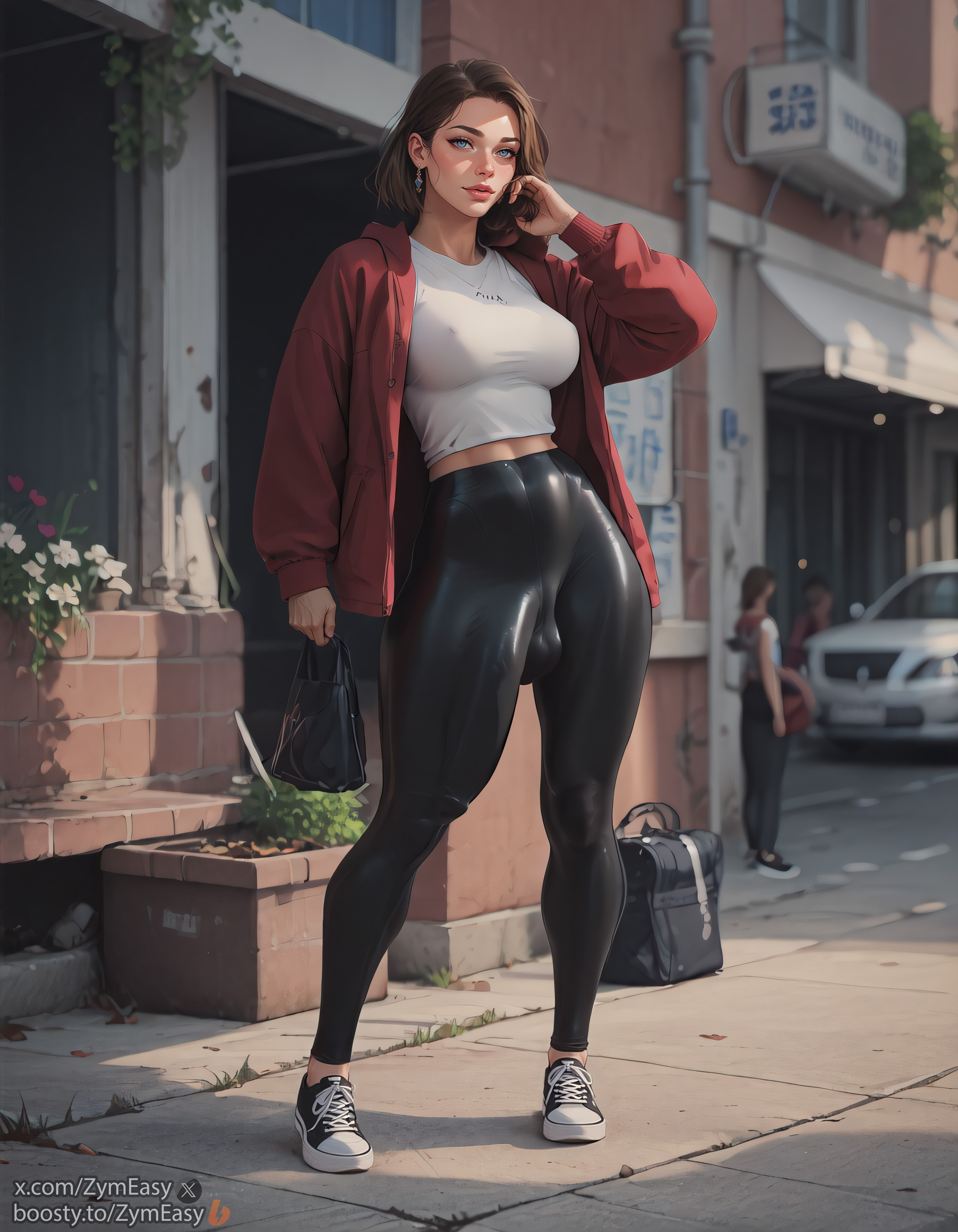 1futa, ai generated, boosty username, bulge, futanari, intersex, penis, penis bulge, public, self upload, solo, standing, tight pants, twitter username, zymeasy