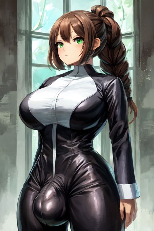 1futa 1futanari 1girls ai_generated anime balls balls_bulge big_balls big_breasts black_and_white_clothing black_clothes black_suit braided_ponytail braids breasts brown_hair bulge clothed clothes crotch_bulge female futanari futanari green_eyes huge_breasts huge_bulge huge_testicles jamie_(othersd) light-skinned_female light_skin long_hair long_sleeves navel oc original original_character othersd penis_bulge pointy_chin skin_tight skin_tight_outfit skin_tight_suit slim_waist solo solo_female solo_futa solo_futanari suit testicles thick_thighs thighs