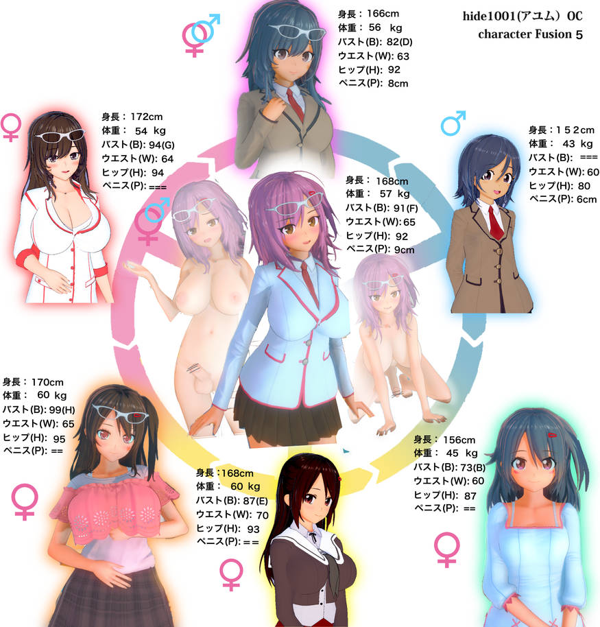 3d fusion futanari hexafusion koikatsu male/female oc transgender_pride_colors