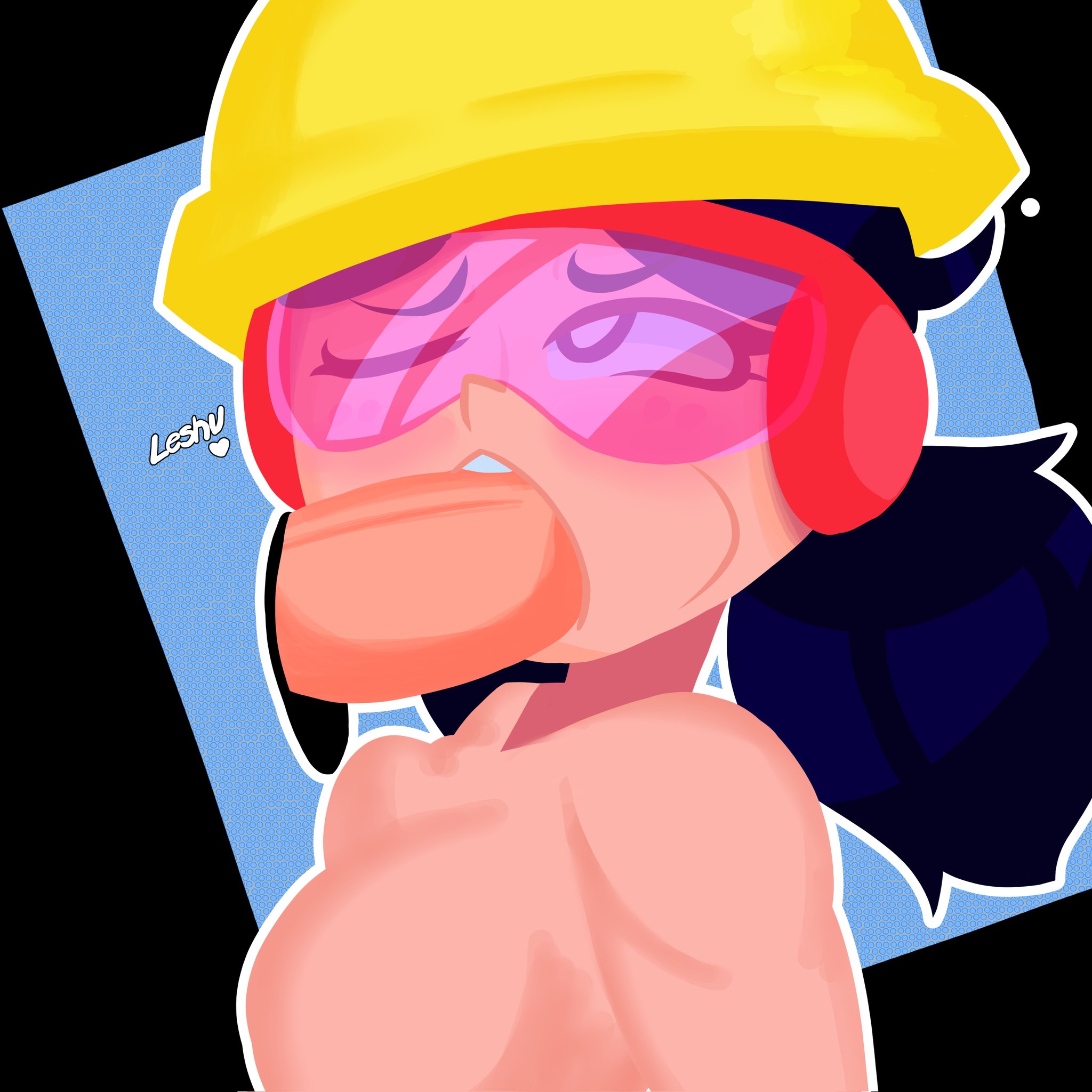1girls, blowjob, brawl stars, fellatio, female, female focus, jacky (brawl stars), leshu nsfw, tinted eyewear, visor