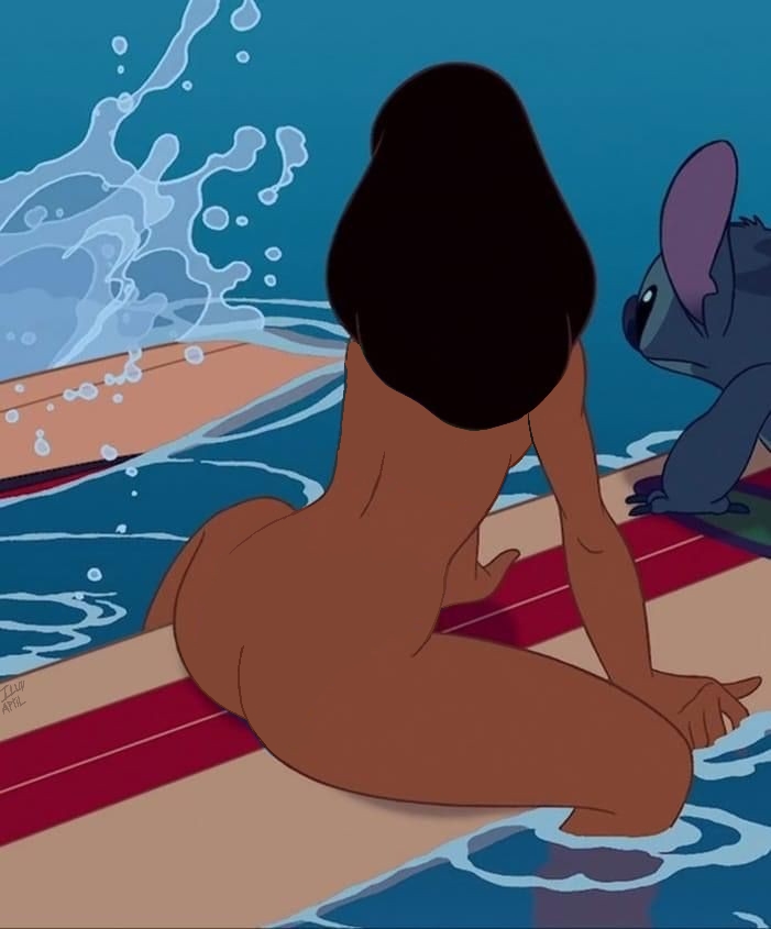 ass breasts butt_crack disney female lilo_and_stitch naked naked_female nani_pelekai nude nude_female screencap screenshot_edit stitch surfboard water