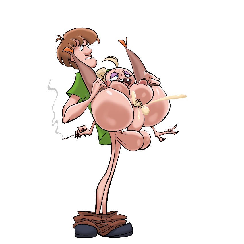 1boy 1girls balls big_penis breasts clothing cum cum_in_pussy duo ejaculation female full_nelson gilf granny hag height_difference high_heels human john_coffe legwear male male/female mostly_nude nipples open_mouth original original_character penis penis_in_pussy pussy scooby-doo sex shaggy_rogers shortstack smaller_female straight straight_sex white_background