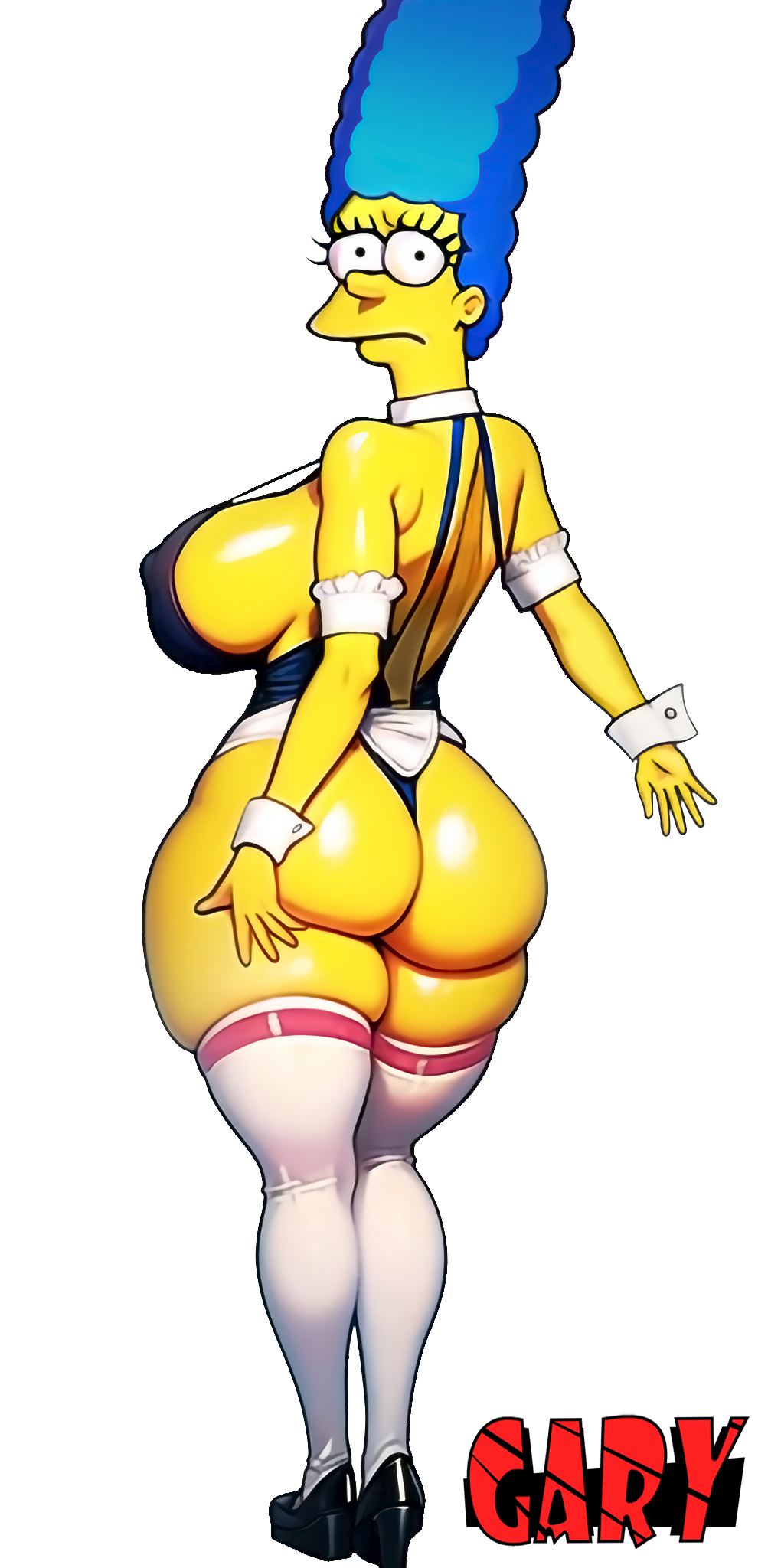 1girls 20th_century_fox 20th_century_studios ai_generated alpha_channel ass big_ass big_breasts blue_hair breasts female female_only for_sticker_use gary_(artist) maid marge_simpson milf png sticker_template the_simpsons transparent_background transparent_png