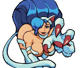 animal_humanoid blue_eyes blue_hair capcom cat_humanoid cat_woman catgirl claws countgate darkstalkers felicia_(darkstalkers) large_breasts pixel_art portrait puffy_hair sfw transparent_background