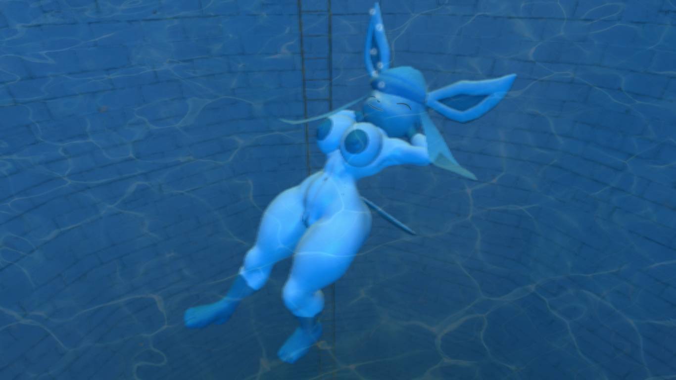 3d big_breasts glaceon pokemon pokemon_(species) pool tailscookie underwater