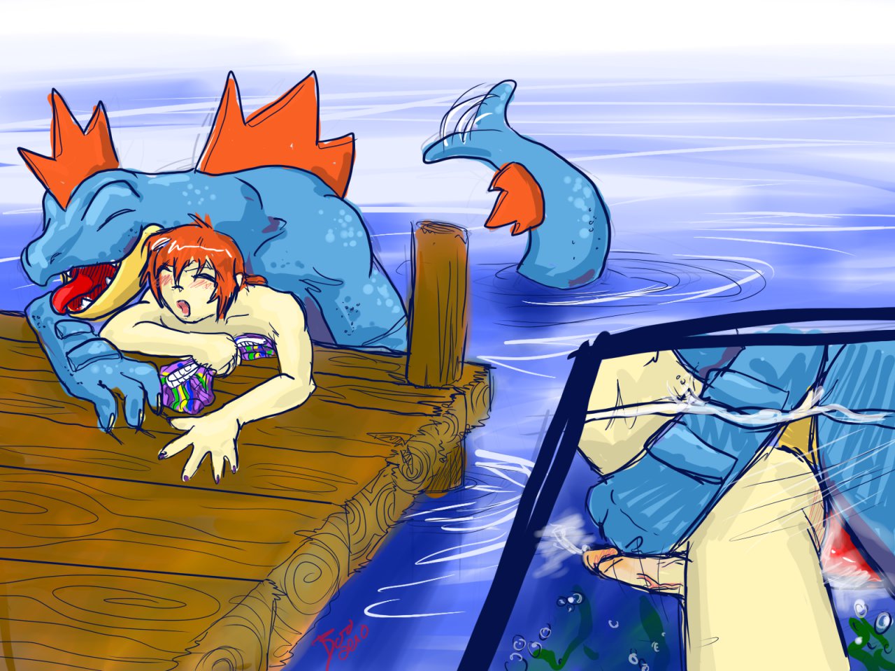 fairytails feraligatr gay human interspecies male male_pokemon/male_human pokemon pokephilia scalie