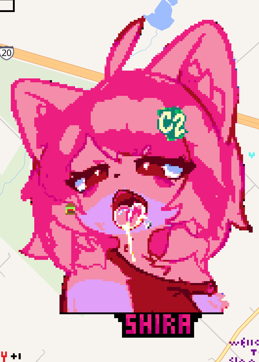 after fellatio, after oral, after sex, ahe gao, cat ears, cat girl, catgirl, cum in mouth, female, implied oral, open mouth, pink hair, pixel art, shiralansay77 (artist), wplace