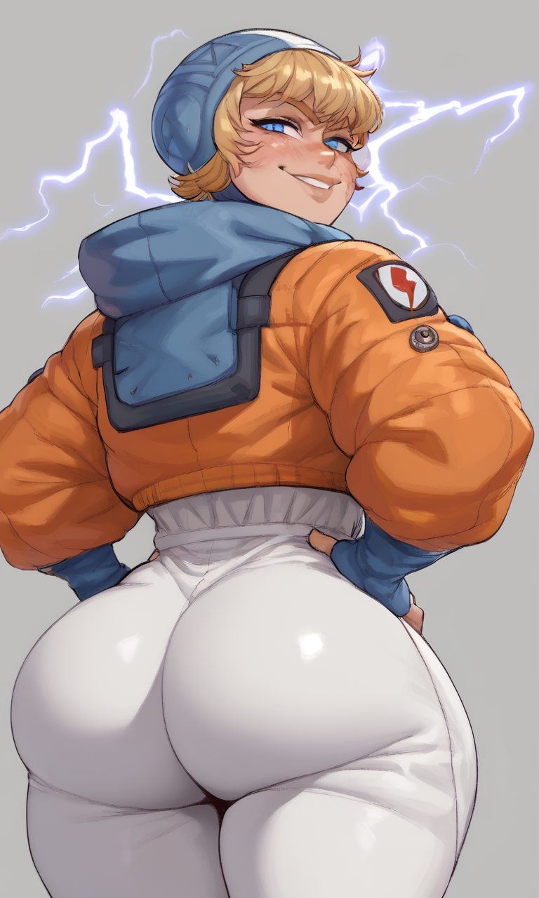 1girls 2024 2d 2d_(artwork) ai_generated apex_legends ass ass_focus ass_grab bedroom_eyes big_ass big_breasts blonde_female blonde_hair blue_eyes booty bubble_ass bubble_butt cowboy_shot curvy digital_media_(artwork) female female_focus female_only grabbing_own_ass groping_self hands_on_hips headgear headwear huge_ass large_ass lichtenberg_figure lightning looking_back looking_over_shoulder orange_jacket pale-skinned_female pale_skin respawn_entertainment scar skin_tight smile smirk solo solo_female teasing thick_thighs voluptuous wattson_(apex_legends) wide_hips