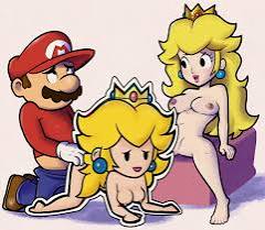 1boy 2girls accurate_art_style doggy_style female male mario mario_(series) mario_and_luigi_(series) monke_brush naked paper_mario paper_peach princess_peach sex