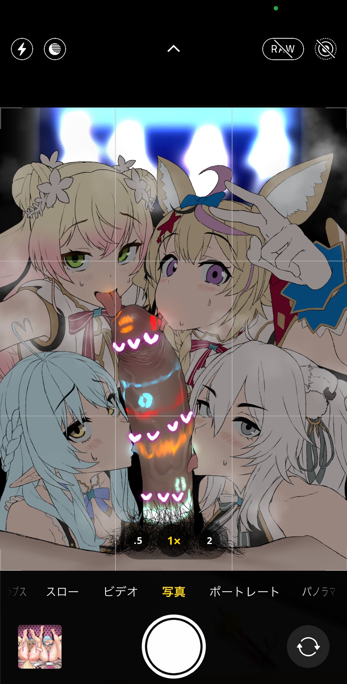 1boy 4girls animal_ears blonde_hair blowjob blue_hair blush blush_lines censored cock_worship collaborative_fellatio elf_ears elf_female eyebrows_visible_through_hair fellatio ffffm_fivesome fivesome flower_in_hair foreskin giver_pov green_eyes hairbow hairclip heart-shaped_pupils hololive hololive_gen_5 hololive_japan huge_cock kiss_mark kiss_mark_on_penis large_penis licking licking_penis light-skinned_female light_skin long_hair looking_at_viewer looking_up_at_viewer male male_pov momosuzu_nene multiple_girls naked neet_23_neet3 nii-san omaru_polka oral peace_sign penis_awe purple_eyes quadruple_fellatio rainbow_party shishiro_botan short_hair silver_eyes silver_hair star_in_eye sucking_balls sucking_testicles sweat sweatdrop sweating teamwork tongue tongue_in_foreskin tongue_out virtual_youtuber yellow_eyes yukihana_lamy